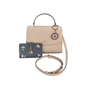 Kate Spade ♠️ Darcy Top Ivory Handle Satchel & Floral Applique Bi-fold Wallet